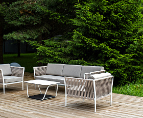 Касабланка лаунж-зона плетеная из роупа 5-местная, цвет бежевый