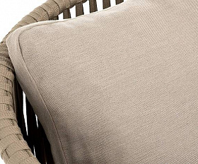 Кресло Мальорка 4SIS плетеное из роупа, основание дуб, роуп серо-коричневый 23мм, ткань бежевая 52