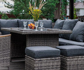 Угловой комплект Zorro Wood Double Royal Family из искусственного ротанга, цвет серый