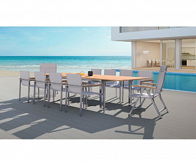 Комплект обеденной мебели Lyon-Andy 280B-8N2R Brafritid бежевый/натуральный, алюминий/тик