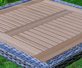 Обеденный стол Amelia Royal Family из искусственного ротанга 90 см, цвет серый