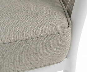 Касабланка диван 3-местный плетеный из роупа, каркас алюминий белый муар, роуп бежевый 20мм, ткань бежевая 052