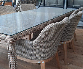 Комплект обеденной мебели Ontario-Catherine Brafritid коричневый/бежевый, тик/искусственный ротанг