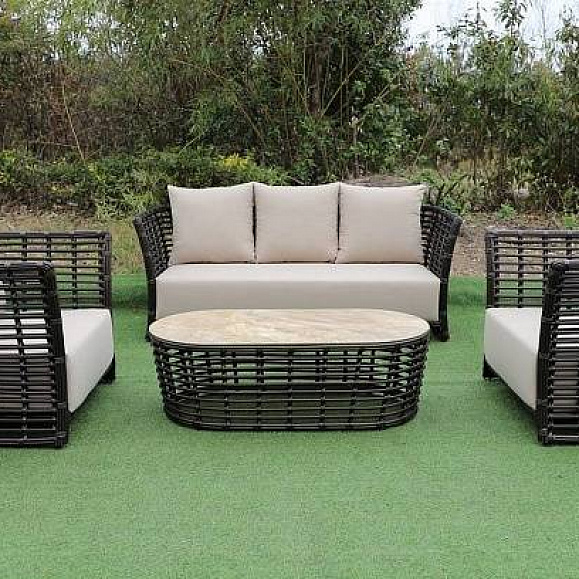 Лаунж-Зона Валенсия 4SIS из искусственного ротанга, цвет бронзовый фото 2