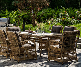 Обеденная Цесена 4SIS группа плетеная из искусственного ротанга, цвет соломенный