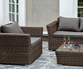 Капучино лаунж-зона из искусственного ротанга, цвет коричневый