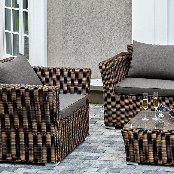 Капучино лаунж-зона из искусственного ротанга, цвет коричневый фото 3