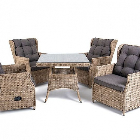 Обеденная группа Форио 4SIS из искусственного ротанга, цвет соломенный фото 1