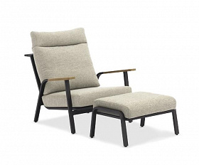 Кресло Malmo Brafritid с пуфом, антрацит/светло-серый, алюминий/тик