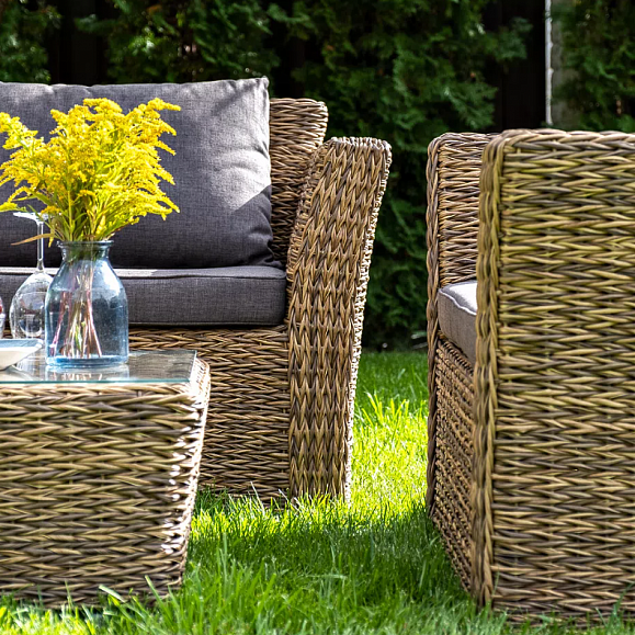 Лаунж-зона Капучино Сингл 4SIS из искусственного ротанга (гиацинт), цвет соломенный фото 5