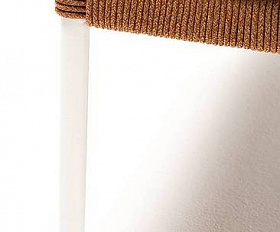 Кресло Канны 4SIS плетеное из роупа, каркас алюминий светло-серый (RAL7035) муар, роуп оранжевый меланж круглый, ткань светло-серая