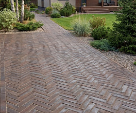 Клинкерная брусчатка ЛСР Франкфурт серебро Лонг 250х80х50 мм, коричневый