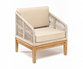 Кресло Канны 4SIS из роупа (веревки), основание дуб, цвет бежевый