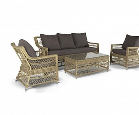 Лаунж-зона Гранд Латте 4SIS из искусственного ротанга, цвет соломенный