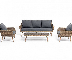 Лаунж-Зона Прованс 4SIS плетеная из искусственного ротанга, цвет соломенный