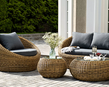 Лаунж-Зона Барселона 4SIS из искусственного ротанга, цвет соломенный