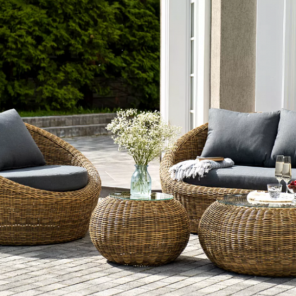 Лаунж-Зона Барселона 4SIS из искусственного ротанга, цвет соломенный фото 5