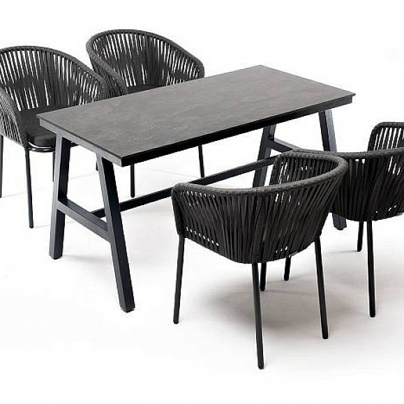 Обеденная Рио 4SIS группа на 4 персоны, стол HPL серый гранит, цвет серый фото 1
