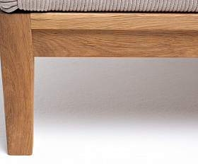 Диего кресло плетеное из роупа, основание дуб, каркас алюминий светло-серый (RAL7035) шагрень, роуп бежевый круглый, ткань бежевая 15052