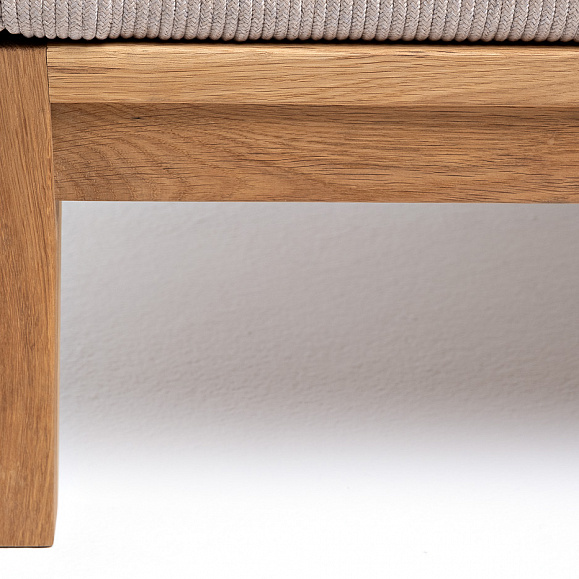 Диего кресло плетеное из роупа, основание дуб, каркас алюминий светло-серый (RAL7035) шагрень, роуп бежевый круглый, ткань бежевая 15052 фото 7