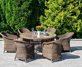 Обеденная группа Эспрессо-150 R 4SIS из искусственного ротанга, цвет коричневый