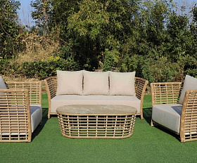 Лаунж-Зона Валенсия 4SIS из искусственного ротанга, цвет соломенный