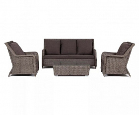 Лаунж-зона Гляссе 4SIS из искусственного ротанга (гиацинт), цвет графит