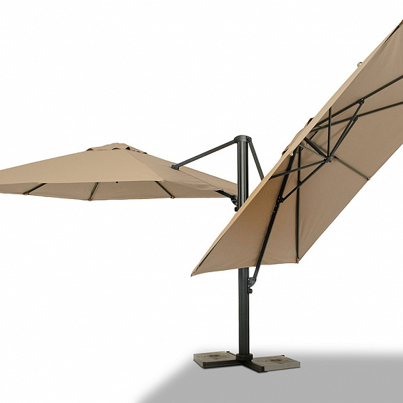 Фабриано зонт двухкупольный 3x3м на алюминиевой опоре, тент темно-серый фото 2