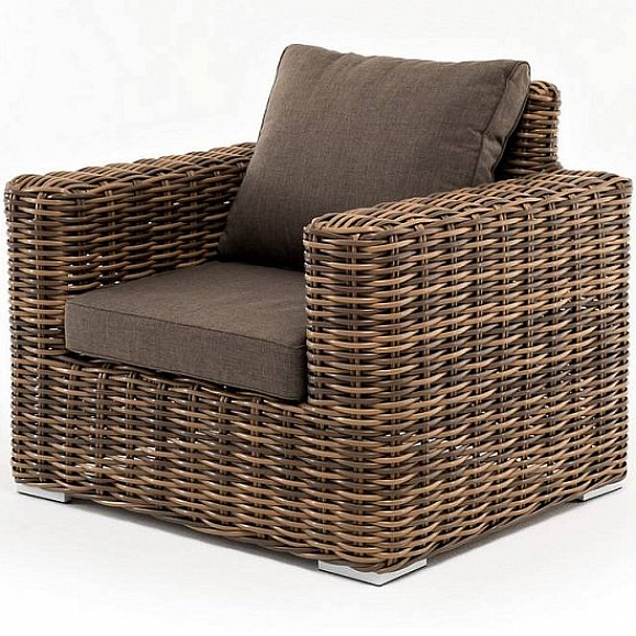 Кресло Палермо 4SIS из искусственного ротанга, цвет соломенный фото 1