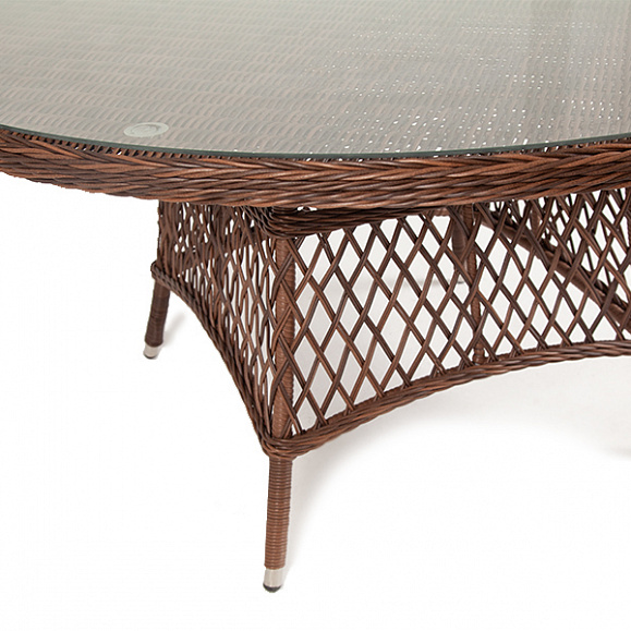 Эспрессо плетеный круглый стол, диаметр 150 см, цвет коричневый фото 3