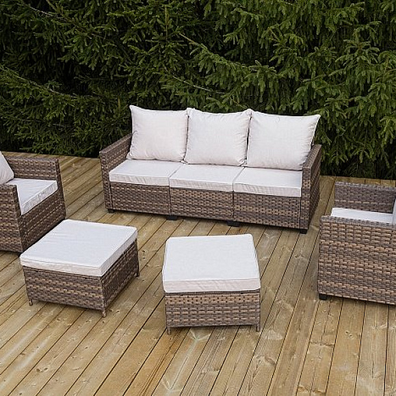 Лаунж-Зона Бостон 4SIS из искусственного ротанга, цвет коричневый фото 1