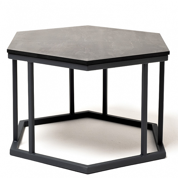 Женева интерьерный стол из HPL шестиугольный, D50, H35, цвет серый гранит фото 1