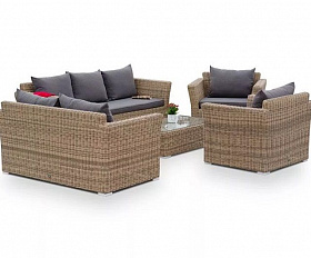 Лаунж-зона Капучино Дабл 4SIS из искусственного ротанга, цвет соломенный