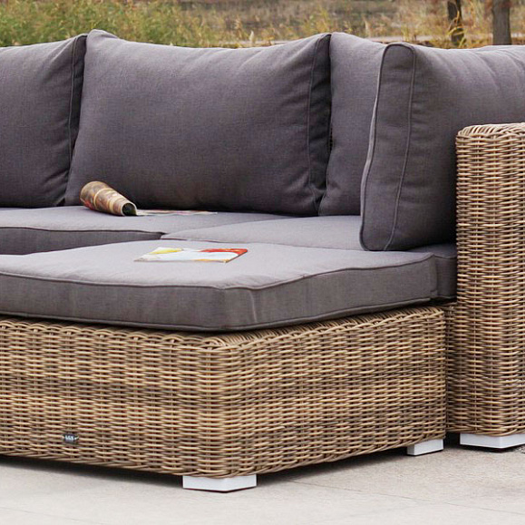 Лунго плетеная оттоманка с подушкой, цвет соломенный фото 4