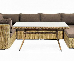 Обеденная Лунго 4SIS группа угловая из искусственного ротанга, цвет соломенный