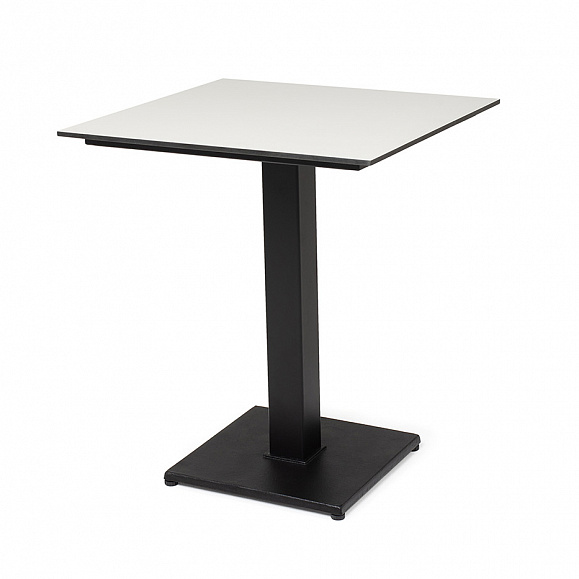 Каффе интерьерный стол из HPL квадратный 75х75см, цвет молочный, подстолье черное чугун фото 1