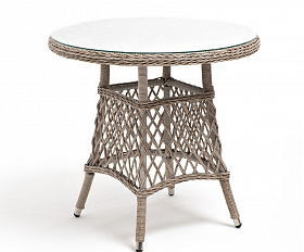 Эспрессо плетеный круглый стол, диаметр 80 см, цвет бежевый