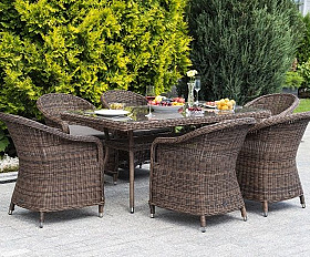 Обеденная группа Эспрессо 4SIS из искусственного ротанга, цвет коричневый