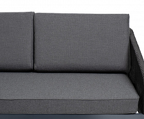 Канны диван модульный плетеный из роупа, каркас алюминий темно-серый (RAL7024), роуп темно-серый круглый, ткань темно-серая