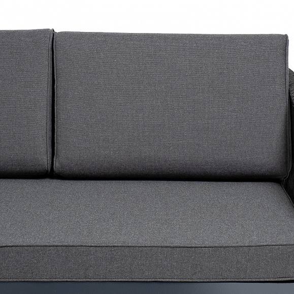 Канны диван модульный плетеный из роупа, каркас алюминий темно-серый (RAL7024), роуп темно-серый круглый, ткань темно-серая фото 5