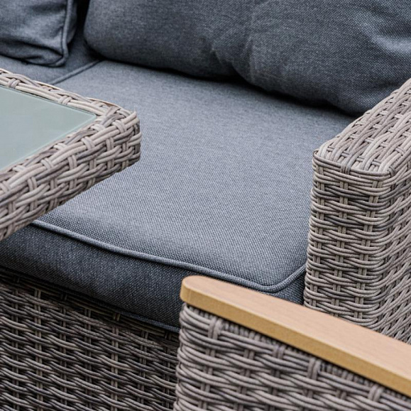 Угловой комплект Zorro Wood Royal Family из искусственного ротанга, цвет серый фото 5