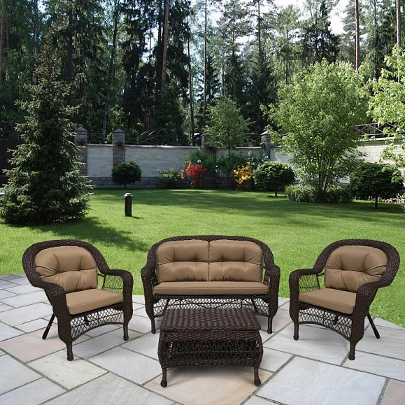 Плетеный комплект для отдыха LV-520BB Вrown/Beige фото 1