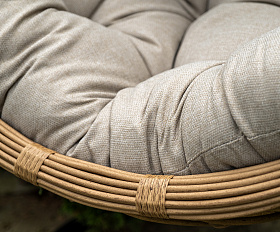 Венеция подвесное кресло-кокон из искусственного ротанга, цвет соломенный с бежевой подушкой
