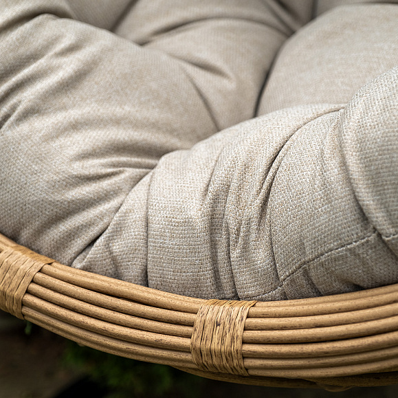 Венеция подвесное кресло-кокон из искусственного ротанга, цвет соломенный с бежевой подушкой фото 6
