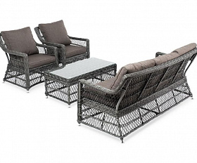 Лаунж-зона Гранд Латте 4SIS из искусственного ротанга, цвет графит
