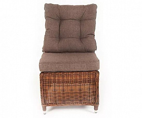 Центральный модуль дивана Бергамо 4SIS из искусственного ротанга, цвет коричневый