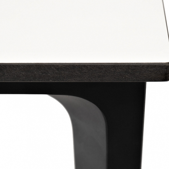 Малага обеденный стол из HPL 90х90см, цвет молочный, каркас черный фото 5