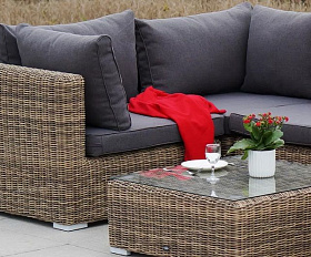 Диван трансформирующийся Лунго 4SIS из искусственного ротанга, цвет соломенный