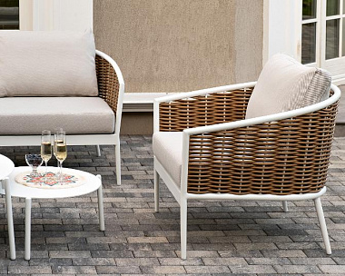 Лаунж-Зона Тоскана 4SIS из искусственного ротанга, цвет соломенный