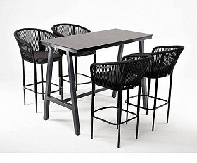 Барный Рио 4SIS комплект на 4 персоны, стол HPL серый гранит, цвет темно-серый